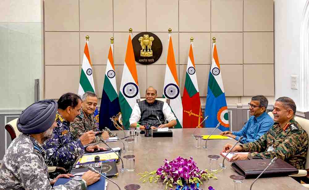 Defence Minister Rajnath Singh reviews security situation with CDS, 3 service chiefs